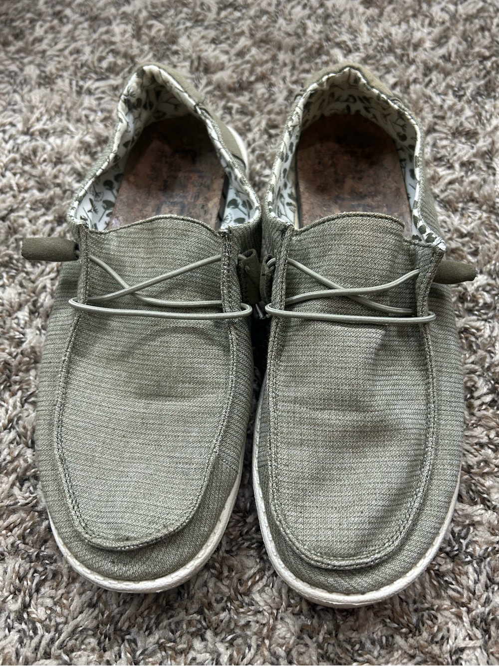 Hey Dude Wendy Chambray Sage Casual Slip-On Canvas Shoes Sz 9